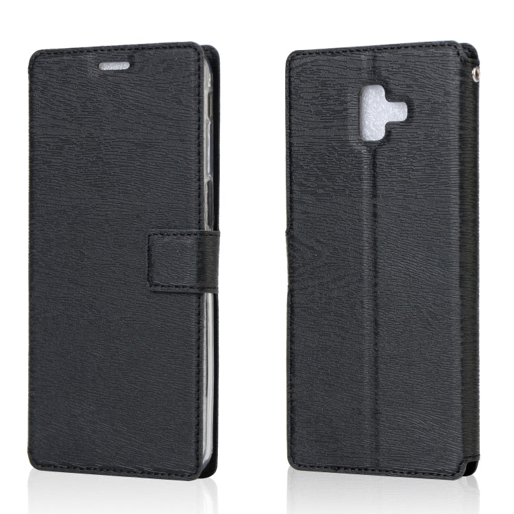 For Galaxy J6+ Ultra-thin Tree Texture Horizontal Flip TPU + PU Leather Case, with Card Slots & Holder & Lanyard