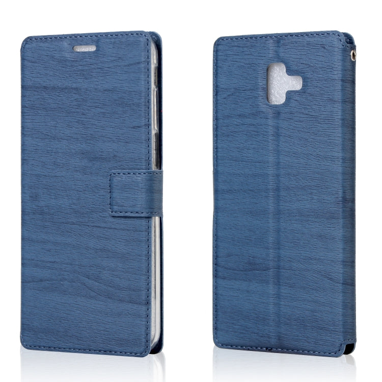 For Galaxy J6+ Ultra-thin Tree Texture Horizontal Flip TPU + PU Leather Case, with Card Slots & Holder & Lanyard