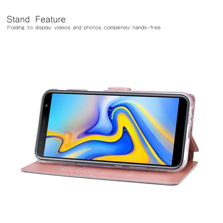 For Galaxy J6+ Ultra-thin Tree Texture Horizontal Flip TPU + PU Leather Case, with Card Slots & Holder & Lanyard