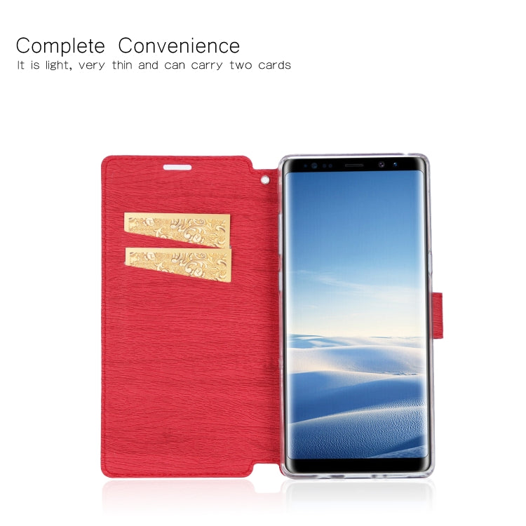 For Galaxy Note8 Ultra-thin Tree Texture Horizontal Flip TPU + PU Leather Case, with Card Slots & Holder & Lanyard