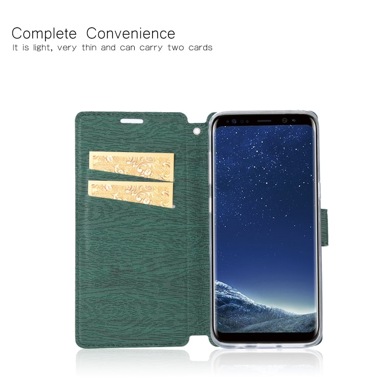 For Galaxy S8 Ultra-thin Tree Texture Horizontal Flip TPU + PU Leather Case, with Card Slots & Holder & Lanyard