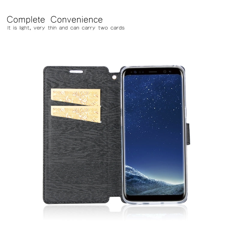 For Galaxy S8 Ultra-thin Tree Texture Horizontal Flip TPU + PU Leather Case, with Card Slots & Holder & Lanyard