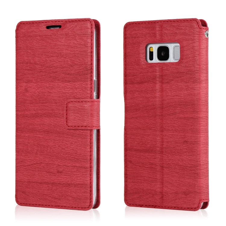 For Galaxy S8 Ultra-thin Tree Texture Horizontal Flip TPU + PU Leather Case, with Card Slots & Holder & Lanyard