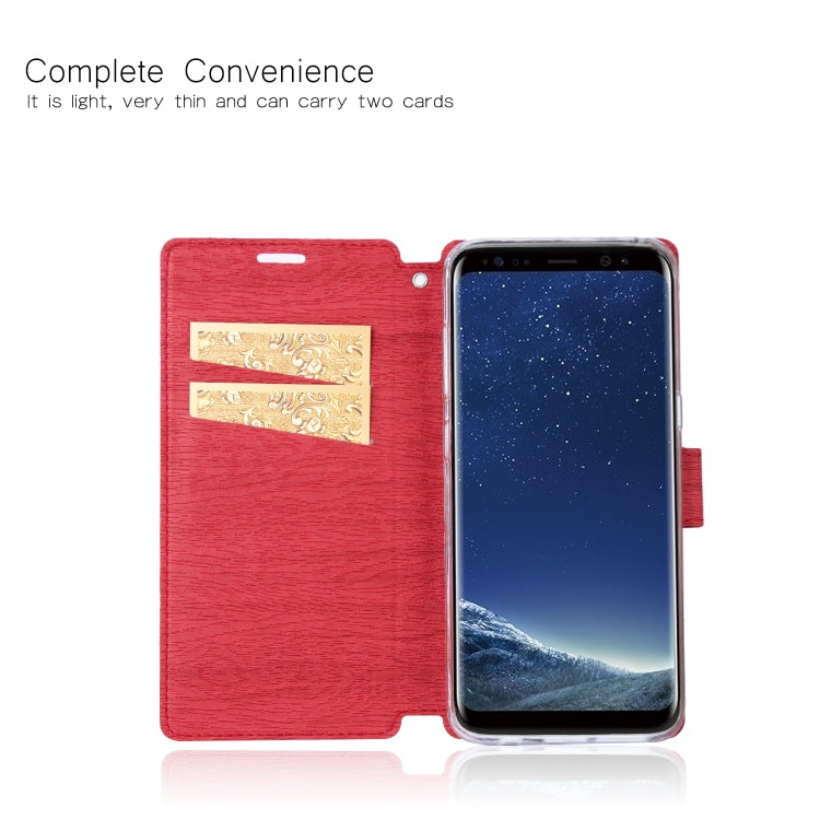 For Galaxy S8 Ultra-thin Tree Texture Horizontal Flip TPU + PU Leather Case, with Card Slots & Holder & Lanyard