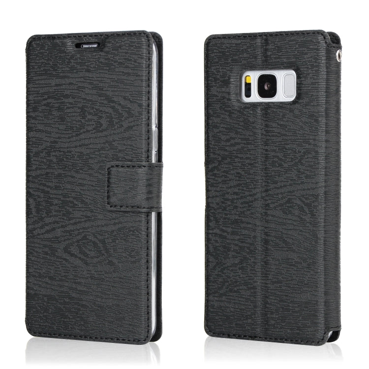 For Galaxy S8+ Ultra-thin Tree Texture Horizontal Flip TPU + PU Leather Case, with Card Slots & Holder & Lanyard