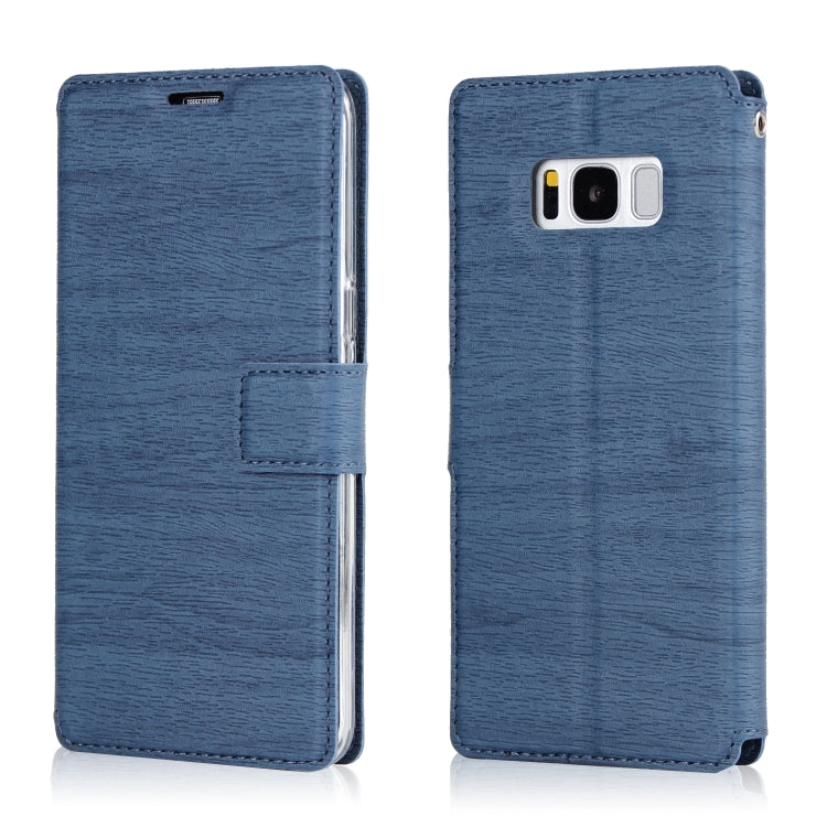 For Galaxy S8+ Ultra-thin Tree Texture Horizontal Flip TPU + PU Leather Case, with Card Slots & Holder & Lanyard