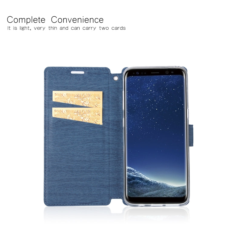 For Galaxy S8+ Ultra-thin Tree Texture Horizontal Flip TPU + PU Leather Case, with Card Slots & Holder & Lanyard