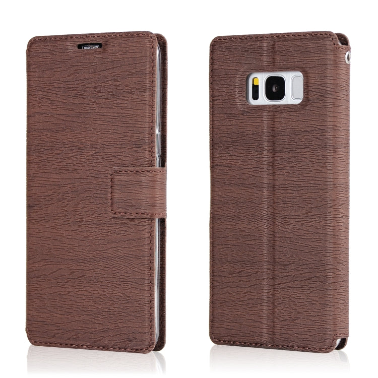 For Galaxy S8+ Ultra-thin Tree Texture Horizontal Flip TPU + PU Leather Case, with Card Slots & Holder & Lanyard