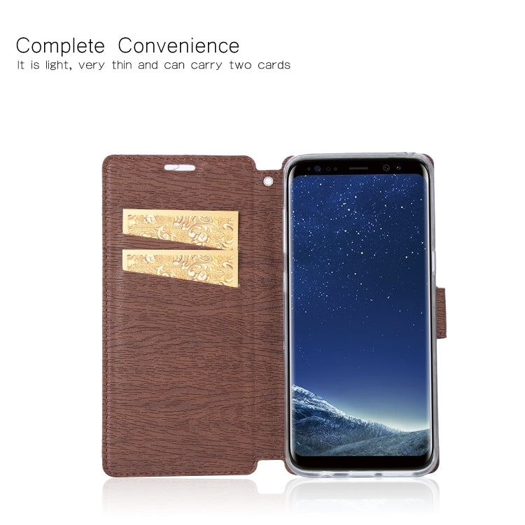 For Galaxy S8+ Ultra-thin Tree Texture Horizontal Flip TPU + PU Leather Case, with Card Slots & Holder & Lanyard