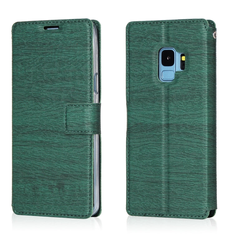 For Galaxy S9 Ultra-thin Tree Texture Horizontal Flip TPU + PU Leather Case, with Card Slots & Holder & Lanyard