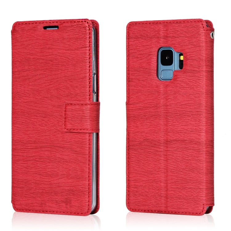 For Galaxy S9 Ultra-thin Tree Texture Horizontal Flip TPU + PU Leather Case, with Card Slots & Holder & Lanyard
