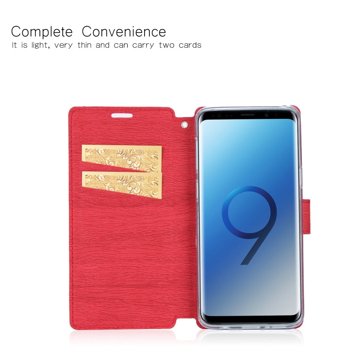 For Galaxy S9 Ultra-thin Tree Texture Horizontal Flip TPU + PU Leather Case, with Card Slots & Holder & Lanyard