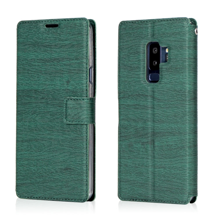 For Galaxy S9+ Ultra-thin Tree Texture Horizontal Flip TPU + PU Leather Case, with Card Slots & Holder & Lanyard