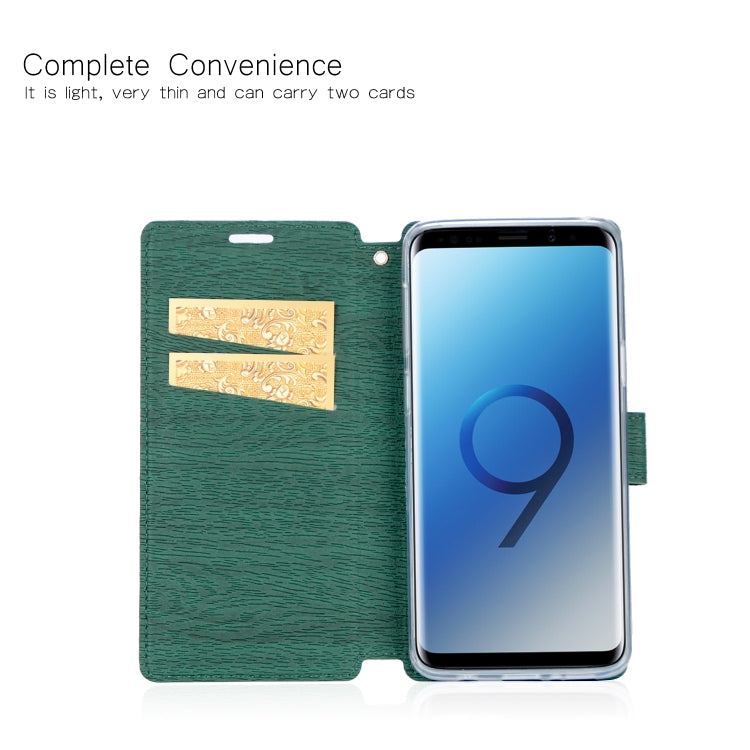 For Galaxy S9+ Ultra-thin Tree Texture Horizontal Flip TPU + PU Leather Case, with Card Slots & Holder & Lanyard