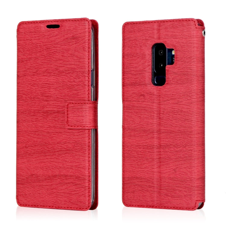 For Galaxy S9+ Ultra-thin Tree Texture Horizontal Flip TPU + PU Leather Case, with Card Slots & Holder & Lanyard
