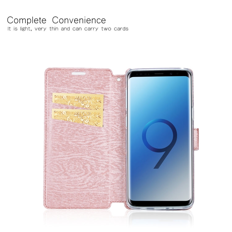 For Galaxy S9+ Ultra-thin Tree Texture Horizontal Flip TPU + PU Leather Case, with Card Slots & Holder & Lanyard
