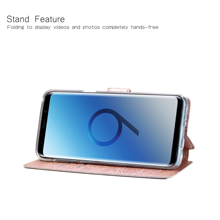 For Galaxy S9+ Ultra-thin Tree Texture Horizontal Flip TPU + PU Leather Case, with Card Slots & Holder & Lanyard