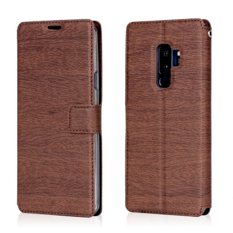 For Galaxy S9+ Ultra-thin Tree Texture Horizontal Flip TPU + PU Leather Case, with Card Slots & Holder & Lanyard