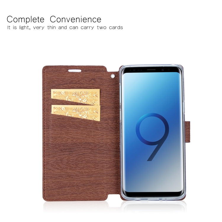 For Galaxy S9+ Ultra-thin Tree Texture Horizontal Flip TPU + PU Leather Case, with Card Slots & Holder & Lanyard