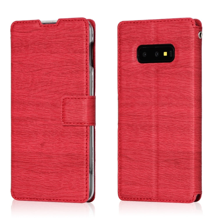 For Galaxy S10 Ultra-thin Tree Texture Horizontal Flip TPU + PU Leather Case, with Card Slots & Holder & Lanyard
