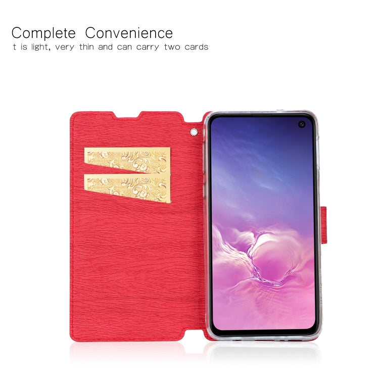 For Galaxy S10 Ultra-thin Tree Texture Horizontal Flip TPU + PU Leather Case, with Card Slots & Holder & Lanyard
