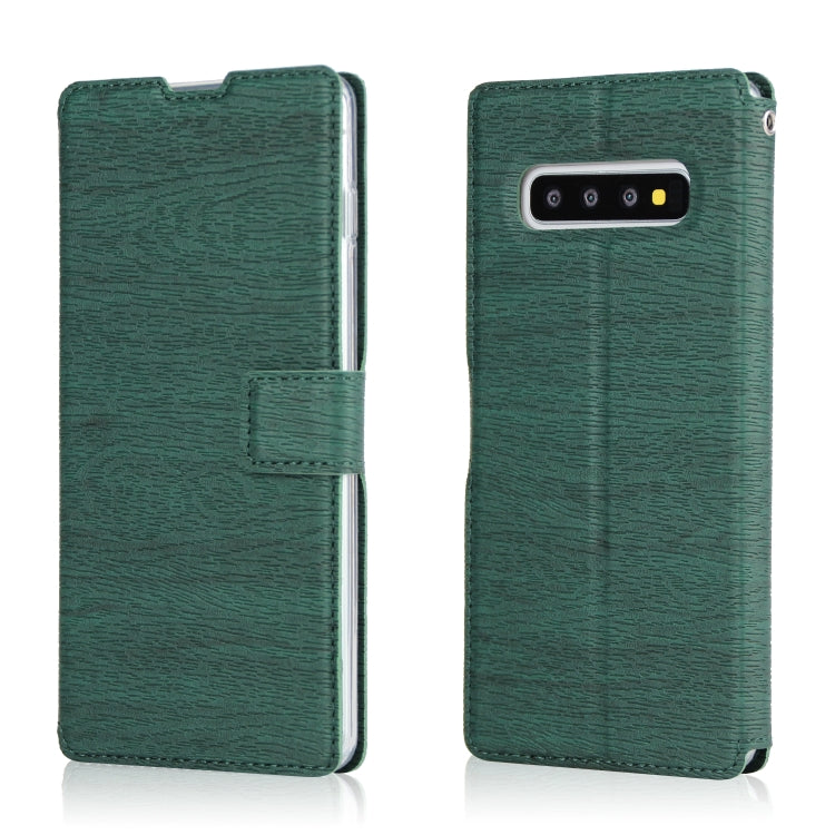 For Galaxy S10+ Ultra-thin Tree Texture Horizontal Flip TPU + PU Leather Case, with Card Slots & Holder & Lanyard