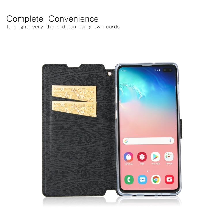 For Galaxy S10+ Ultra-thin Tree Texture Horizontal Flip TPU + PU Leather Case, with Card Slots & Holder & Lanyard