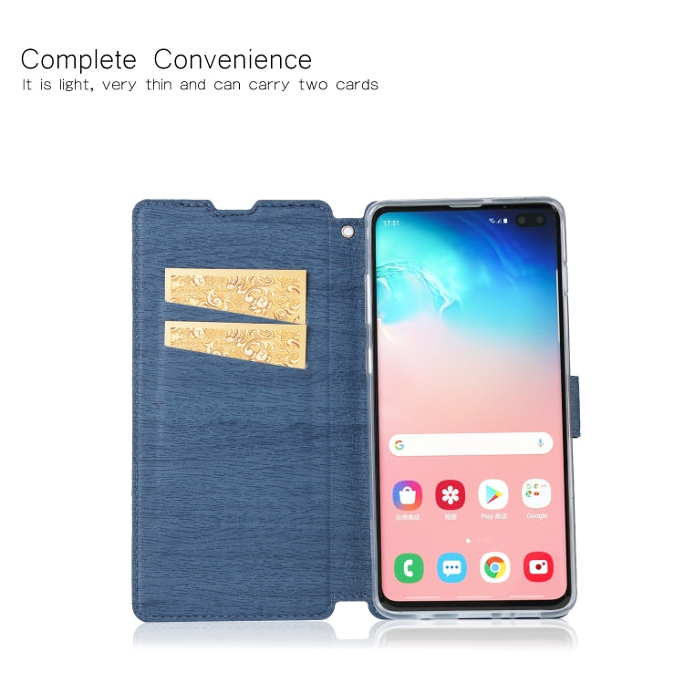 For Galaxy S10+ Ultra-thin Tree Texture Horizontal Flip TPU + PU Leather Case, with Card Slots & Holder & Lanyard