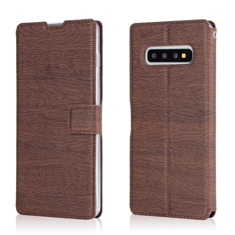 For Galaxy S10+ Ultra-thin Tree Texture Horizontal Flip TPU + PU Leather Case, with Card Slots & Holder & Lanyard
