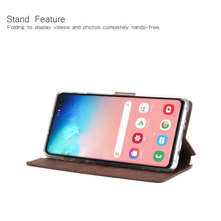 For Galaxy S10+ Ultra-thin Tree Texture Horizontal Flip TPU + PU Leather Case, with Card Slots & Holder & Lanyard
