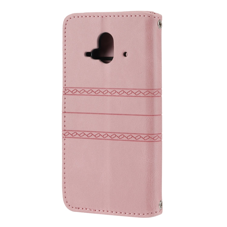 For Fujitsu Arrows F-52B Embossed Striped Magnetic Buckle Horizontal Flip Phone Leather Case