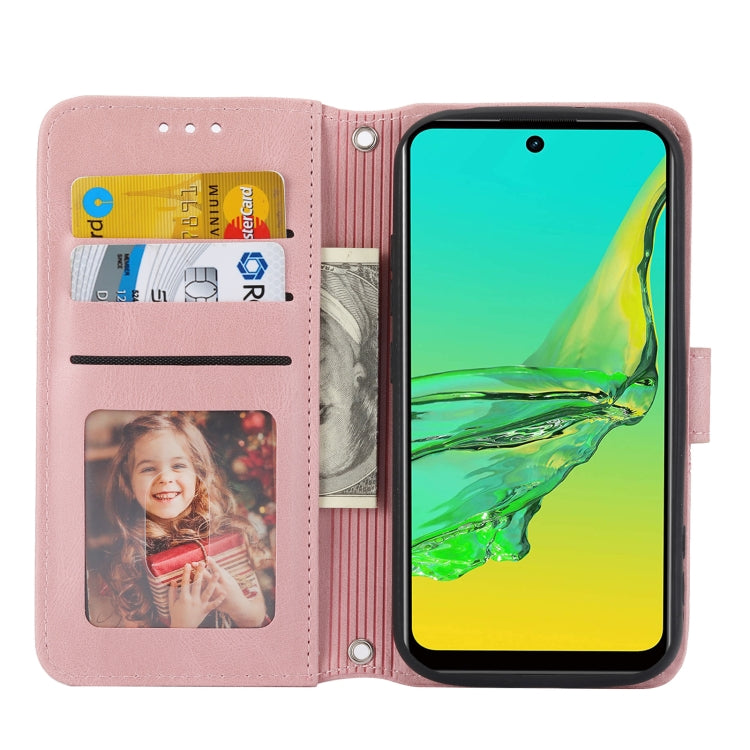 For Fujitsu Arrows F-52B Embossed Striped Magnetic Buckle Horizontal Flip Phone Leather Case