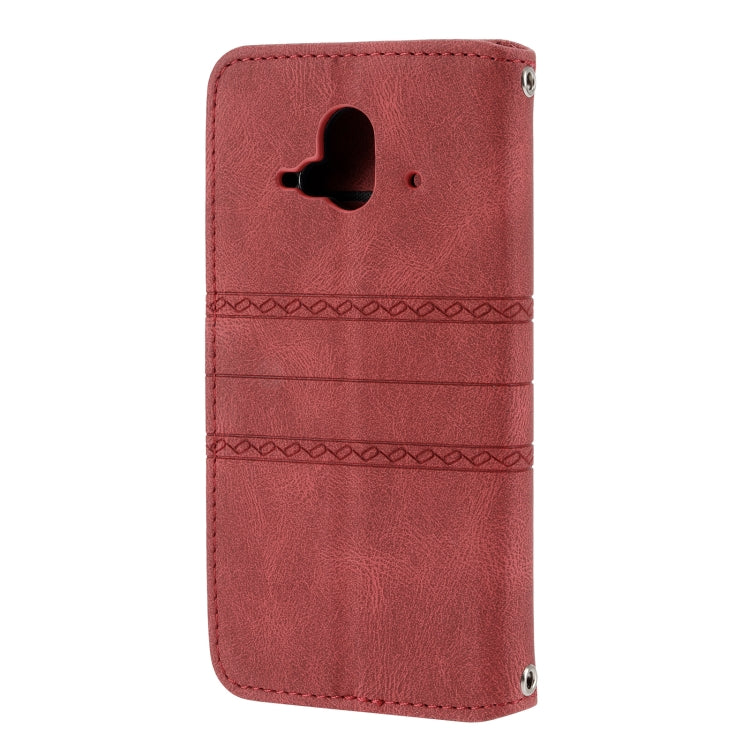 For Fujitsu Arrows F-52B Embossed Striped Magnetic Buckle Horizontal Flip Phone Leather Case