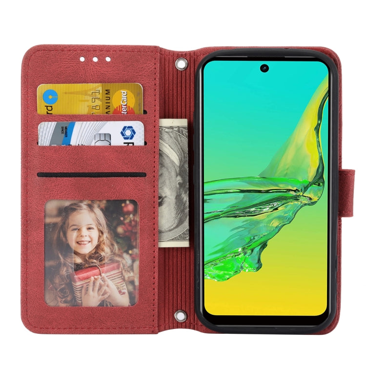 For Fujitsu Arrows F-52B Embossed Striped Magnetic Buckle Horizontal Flip Phone Leather Case