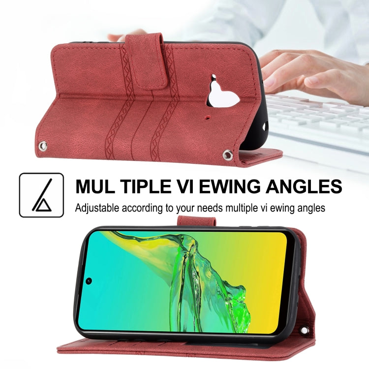 For Fujitsu Arrows F-52B Embossed Striped Magnetic Buckle Horizontal Flip Phone Leather Case