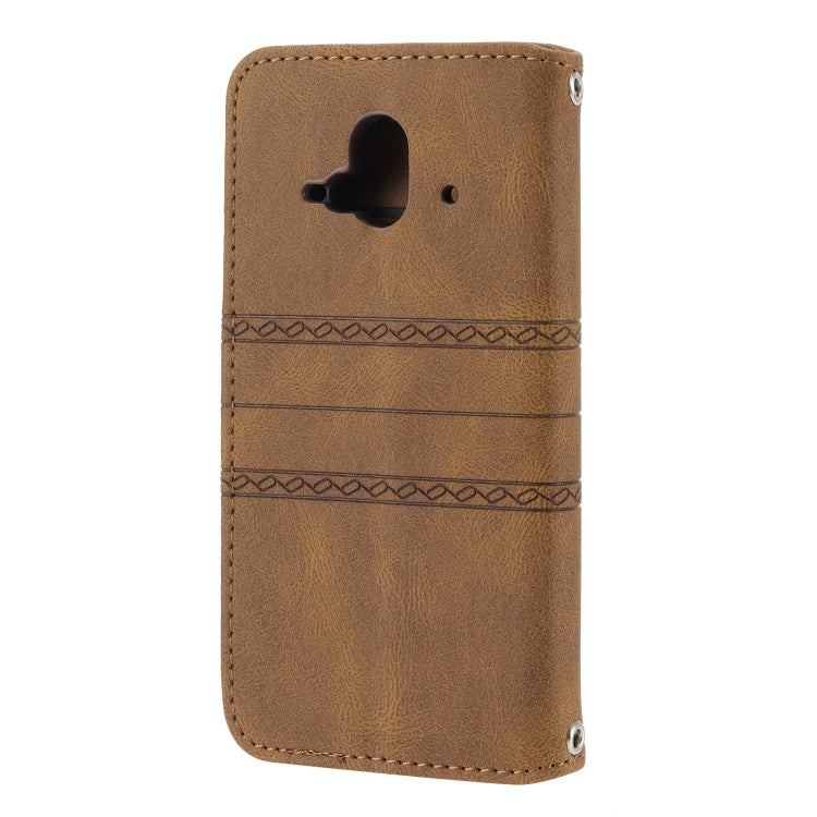 For Fujitsu Arrows F-52B Embossed Striped Magnetic Buckle Horizontal Flip Phone Leather Case