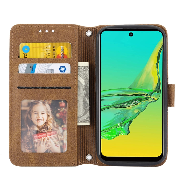 For Fujitsu Arrows F-52B Embossed Striped Magnetic Buckle Horizontal Flip Phone Leather Case