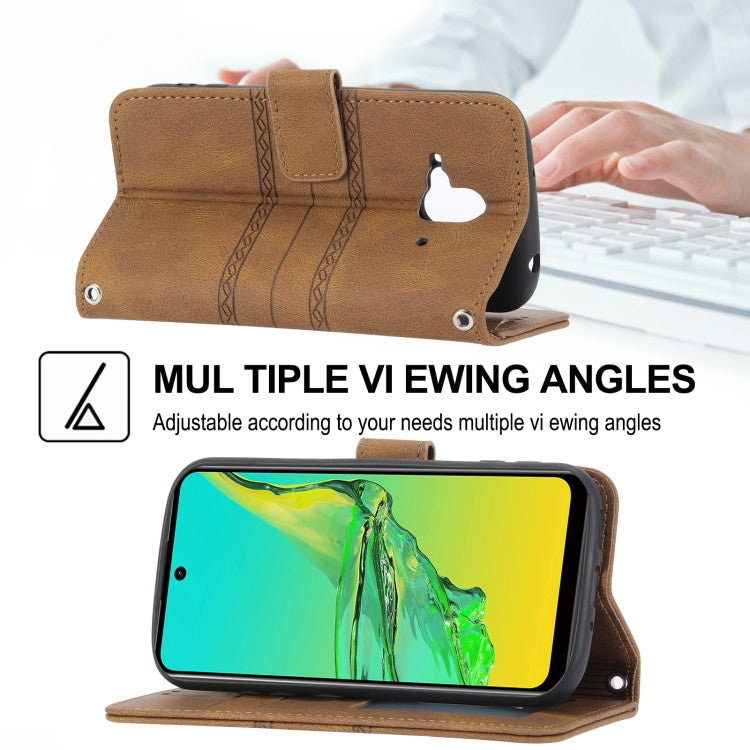 For Fujitsu Arrows F-52B Embossed Striped Magnetic Buckle Horizontal Flip Phone Leather Case