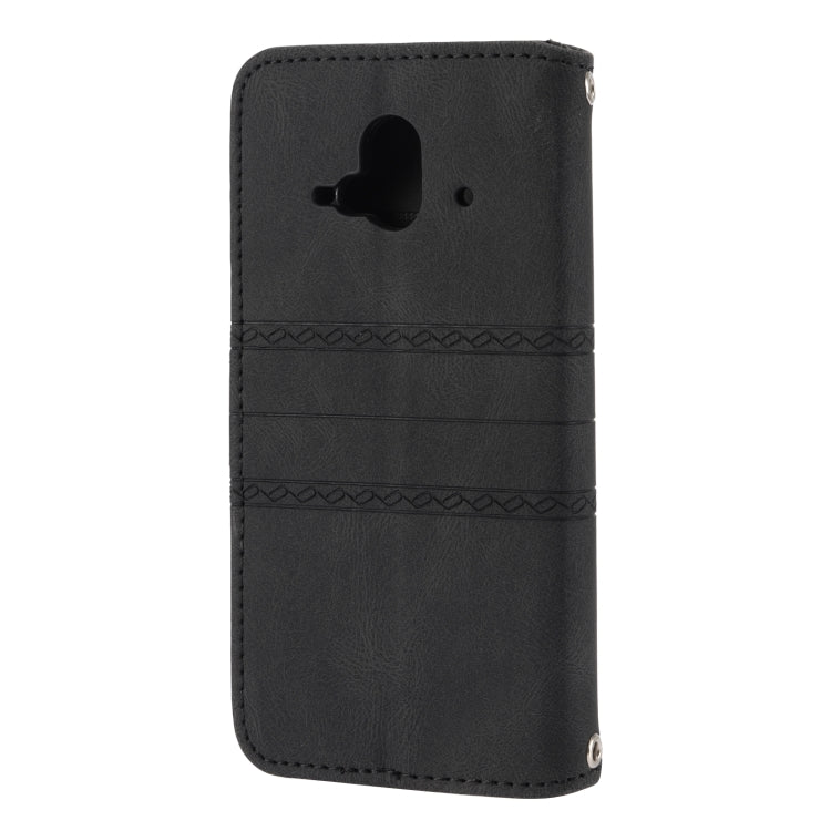 For Fujitsu Arrows F-52B Embossed Striped Magnetic Buckle Horizontal Flip Phone Leather Case