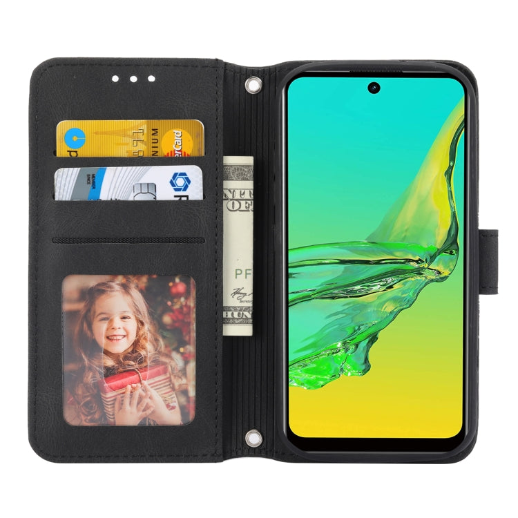 For Fujitsu Arrows F-52B Embossed Striped Magnetic Buckle Horizontal Flip Phone Leather Case