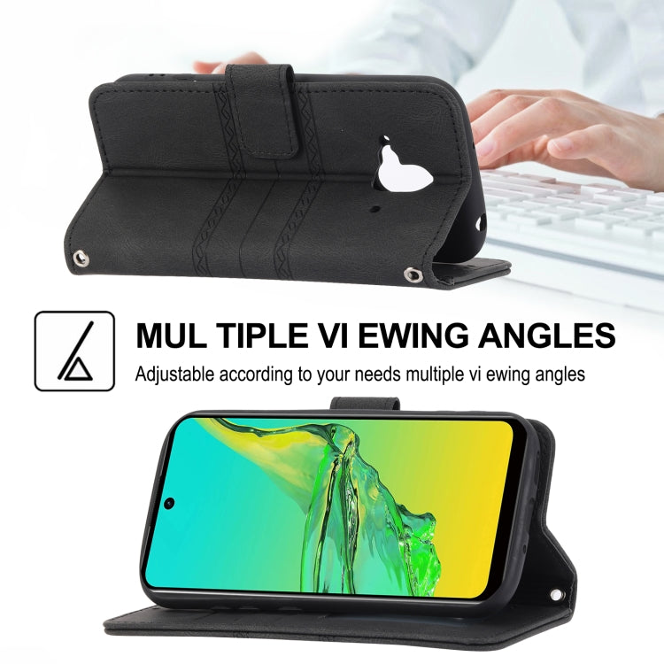 For Fujitsu Arrows F-52B Embossed Striped Magnetic Buckle Horizontal Flip Phone Leather Case