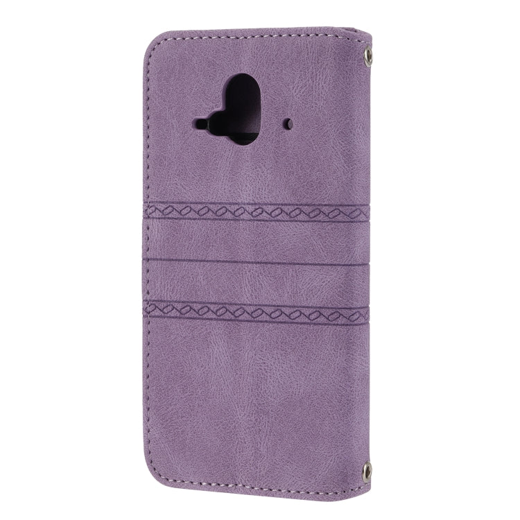 For Fujitsu Arrows F-52B Embossed Striped Magnetic Buckle Horizontal Flip Phone Leather Case