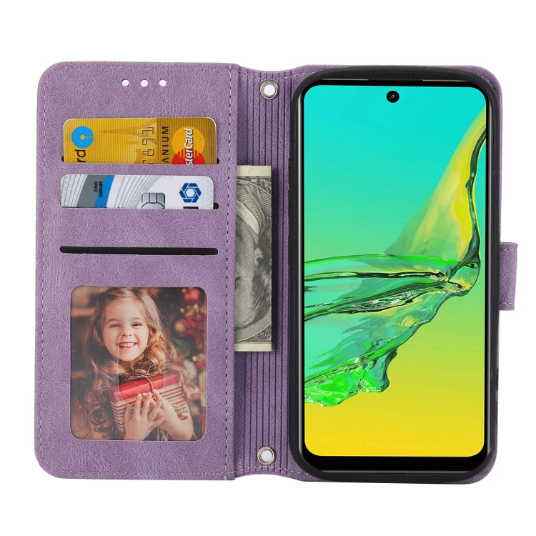 For Fujitsu Arrows F-52B Embossed Striped Magnetic Buckle Horizontal Flip Phone Leather Case