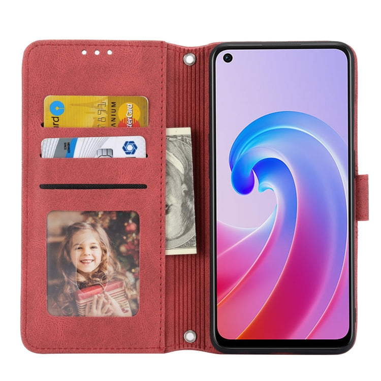 For OPPO A96 5G Embossed Striped Magnetic Buckle Horizontal Flip Phone Leather Case