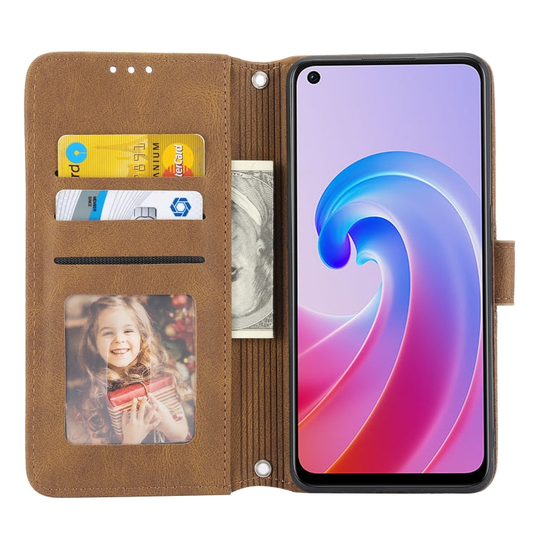 For OPPO A96 5G Embossed Striped Magnetic Buckle Horizontal Flip Phone Leather Case