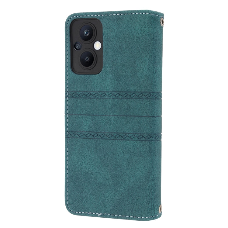 For OPPO A96 5G Embossed Striped Magnetic Buckle Horizontal Flip Phone Leather Case