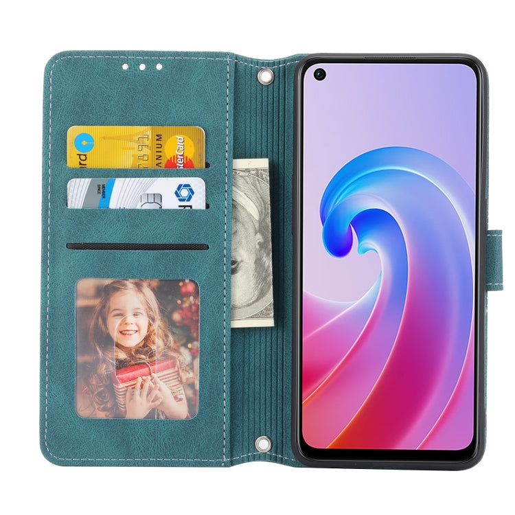 For OPPO A96 5G Embossed Striped Magnetic Buckle Horizontal Flip Phone Leather Case