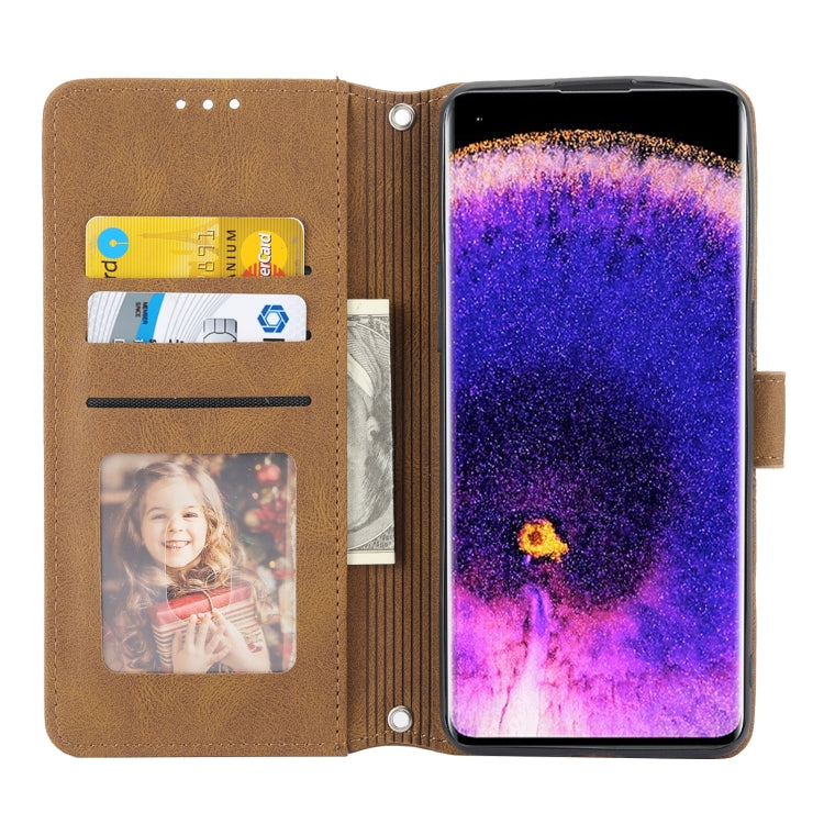 For OPPO Find X5 Embossed Striped Magnetic Buckle Horizontal Flip Phone Leather Case