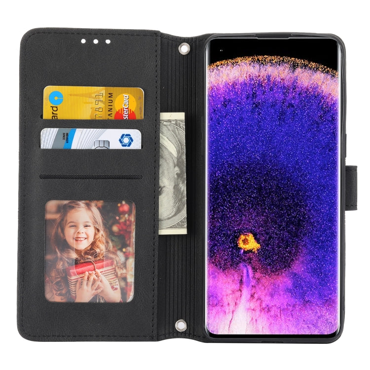 For OPPO Find X5 Embossed Striped Magnetic Buckle Horizontal Flip Phone Leather Case