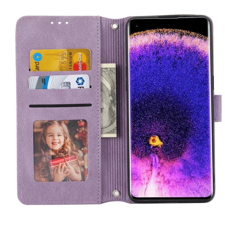 For OPPO Find X5 Embossed Striped Magnetic Buckle Horizontal Flip Phone Leather Case